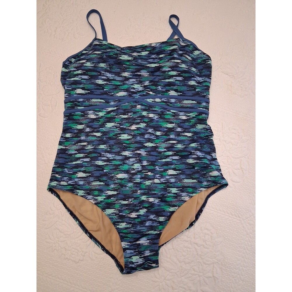 LL Bean Swimsuit Womens Size 18 Multicolor Pattern One Piece Built In Bra